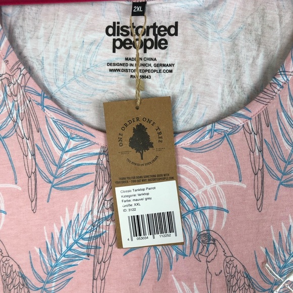 Distorted people parrot sleeveless tank top mauve gray size XXL - Picture 2 of 8